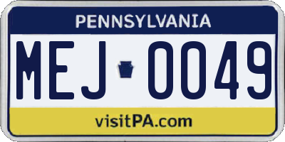 PA license plate MEJ0049