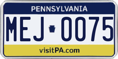 PA license plate MEJ0075