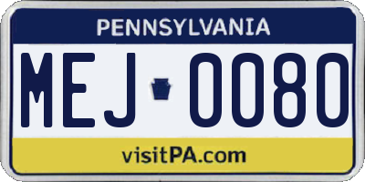 PA license plate MEJ0080
