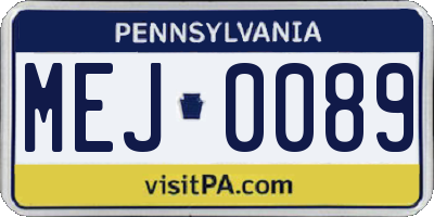 PA license plate MEJ0089