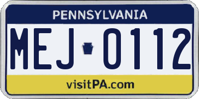 PA license plate MEJ0112