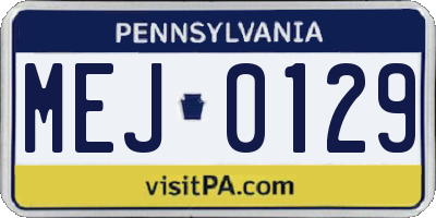 PA license plate MEJ0129