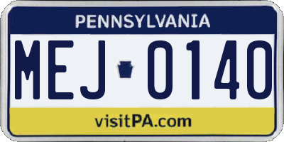 PA license plate MEJ0140