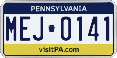 PA license plate MEJ0141