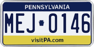 PA license plate MEJ0146