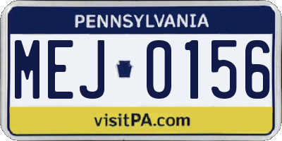 PA license plate MEJ0156