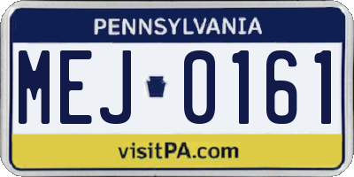 PA license plate MEJ0161