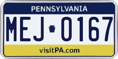 PA license plate MEJ0167