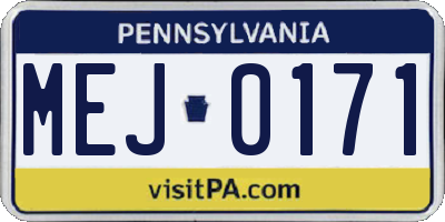 PA license plate MEJ0171