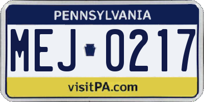 PA license plate MEJ0217