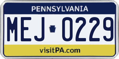PA license plate MEJ0229