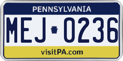 PA license plate MEJ0236