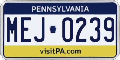 PA license plate MEJ0239