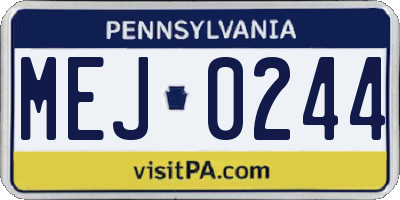 PA license plate MEJ0244