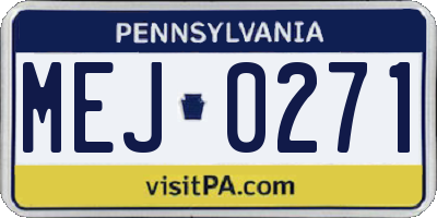 PA license plate MEJ0271