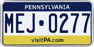 PA license plate MEJ0277