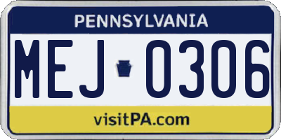 PA license plate MEJ0306