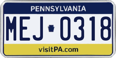 PA license plate MEJ0318
