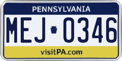 PA license plate MEJ0346