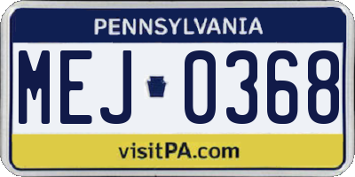 PA license plate MEJ0368