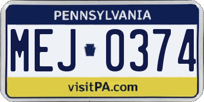 PA license plate MEJ0374
