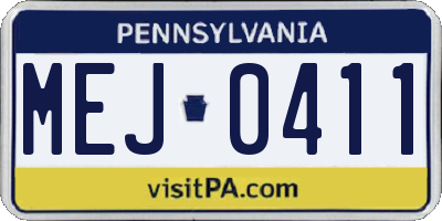 PA license plate MEJ0411