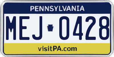 PA license plate MEJ0428