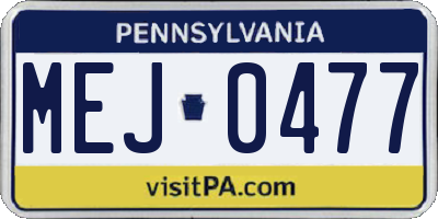 PA license plate MEJ0477
