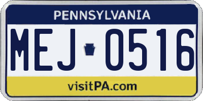 PA license plate MEJ0516