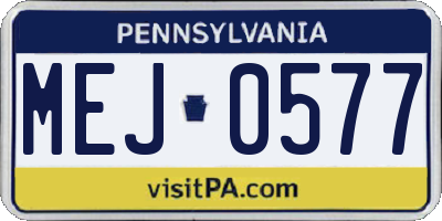 PA license plate MEJ0577