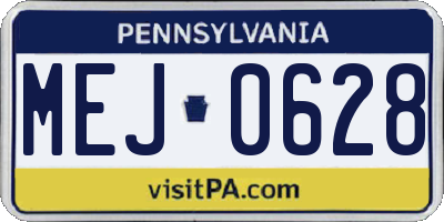 PA license plate MEJ0628