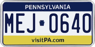 PA license plate MEJ0640