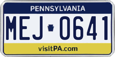 PA license plate MEJ0641