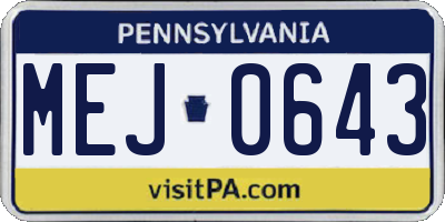 PA license plate MEJ0643
