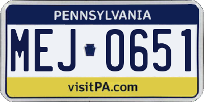 PA license plate MEJ0651