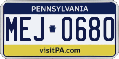PA license plate MEJ0680