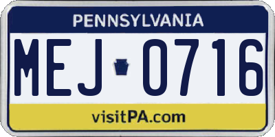 PA license plate MEJ0716