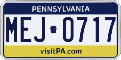 PA license plate MEJ0717