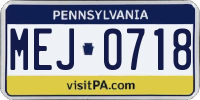 PA license plate MEJ0718