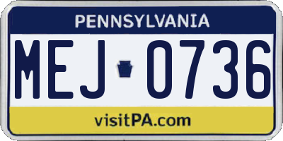 PA license plate MEJ0736