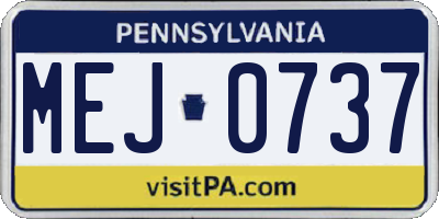 PA license plate MEJ0737