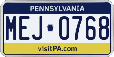 PA license plate MEJ0768