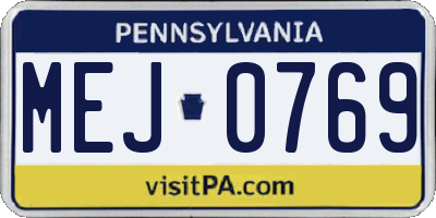 PA license plate MEJ0769