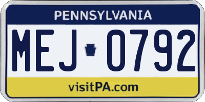 PA license plate MEJ0792