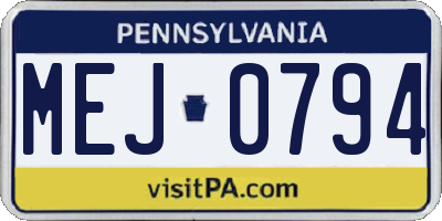 PA license plate MEJ0794