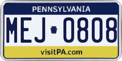 PA license plate MEJ0808