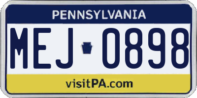 PA license plate MEJ0898