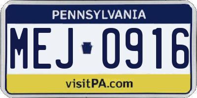PA license plate MEJ0916