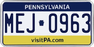 PA license plate MEJ0963