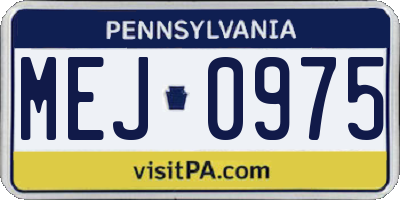 PA license plate MEJ0975